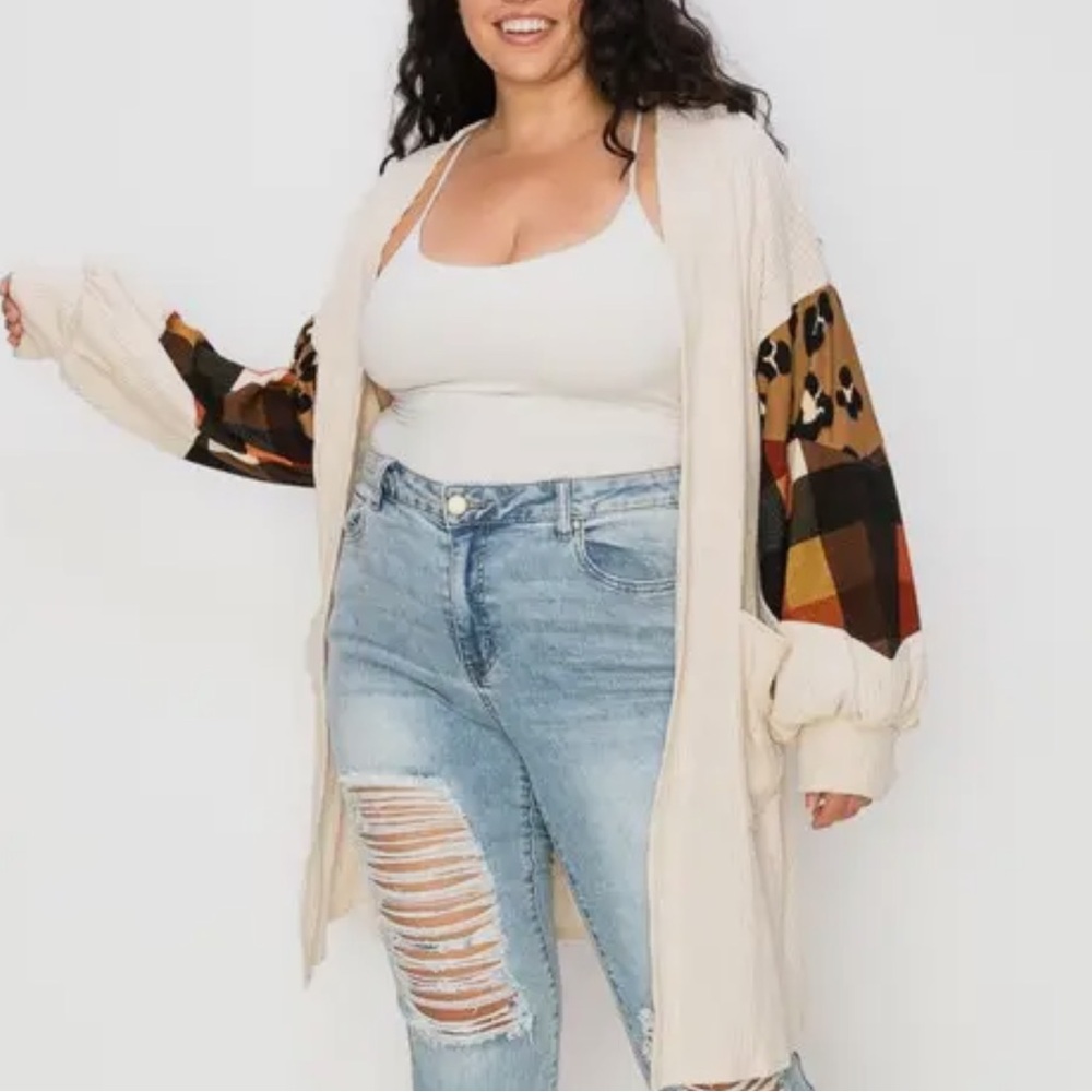 Ribbed open front cardigan with pockets - Picture 6 of 15